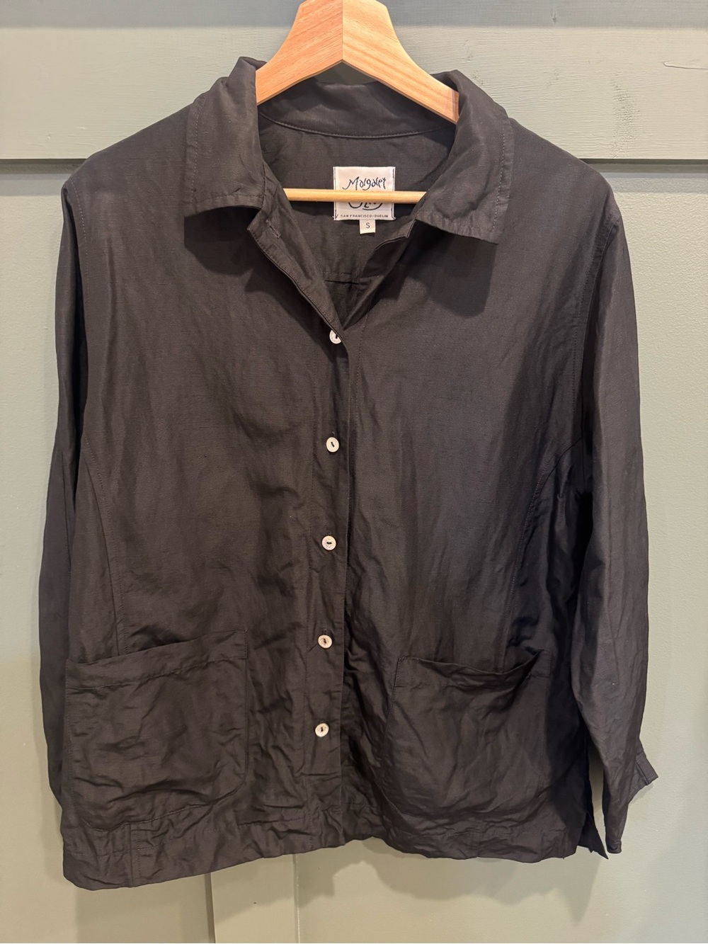 ✨Rare Vintage Find✨ Margaret O’Leary Linen Silk Black Utility Jacket